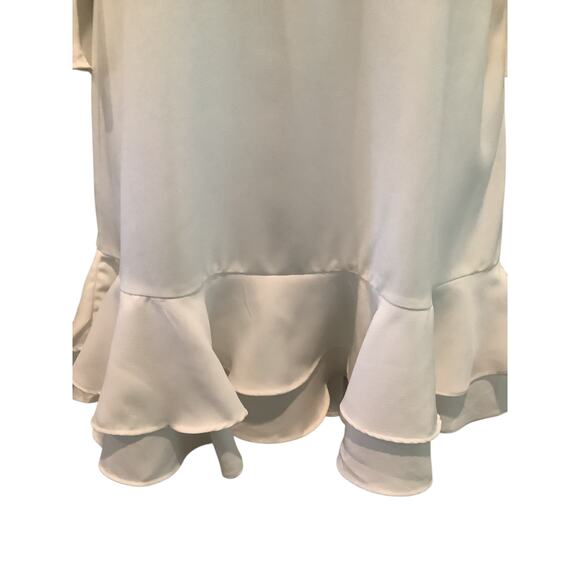 ROMEO + JULIET COUTURE CREAM RUFFLE OFF THE SHOULDER DRESS M NWT - Picture 4 of 7